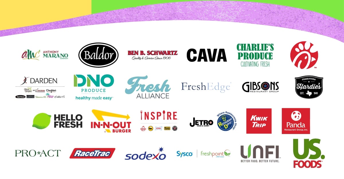 Group of logos for buyer companies attending the Foodservice expo