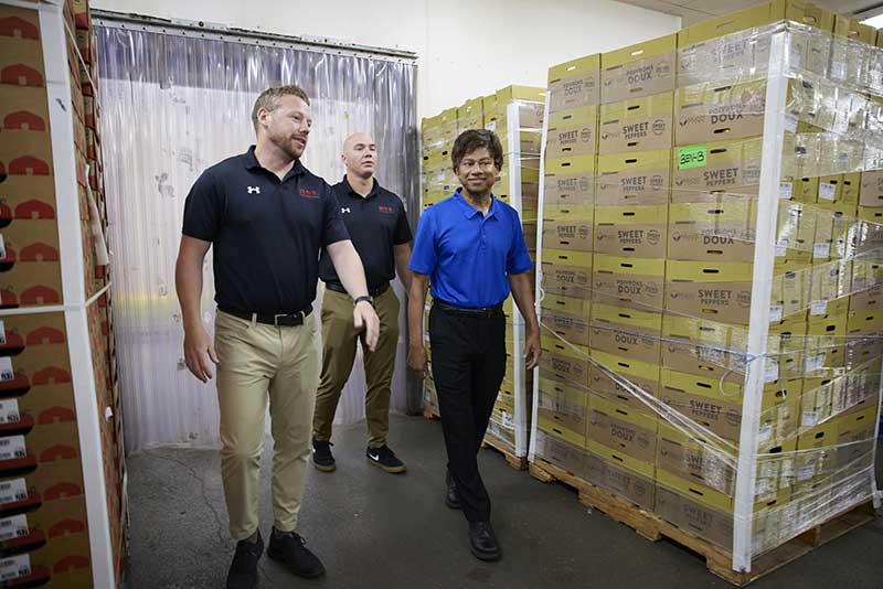 Rep. Shri Thanedar (D-MI-13) with Jordan Grainger and Bill Loupée, Chief Operating Officer, Ben B. Schwartz