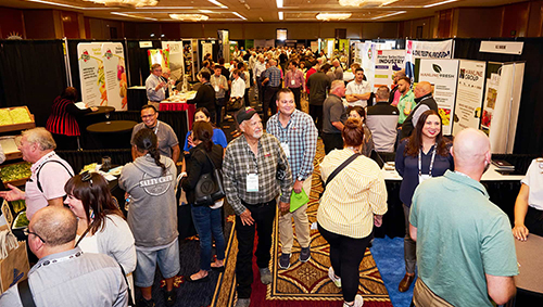 People walking through expo hall