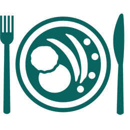 Icon of plate with food and fork and knife