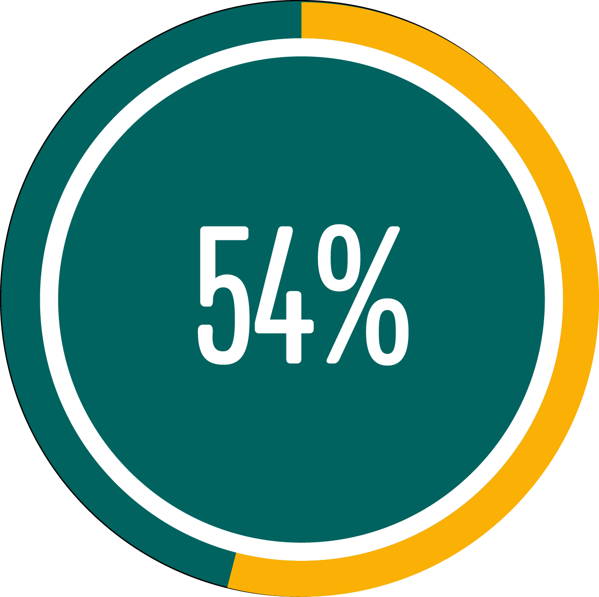 Circle graph showing 54 percent full