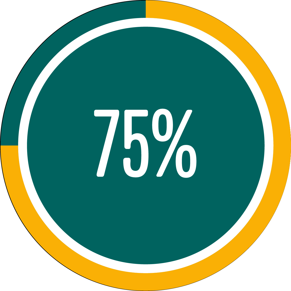Circle graph showing 75 percent full
